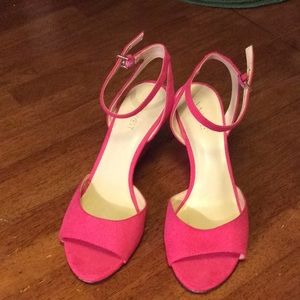 Hot pink strapped wedges size8